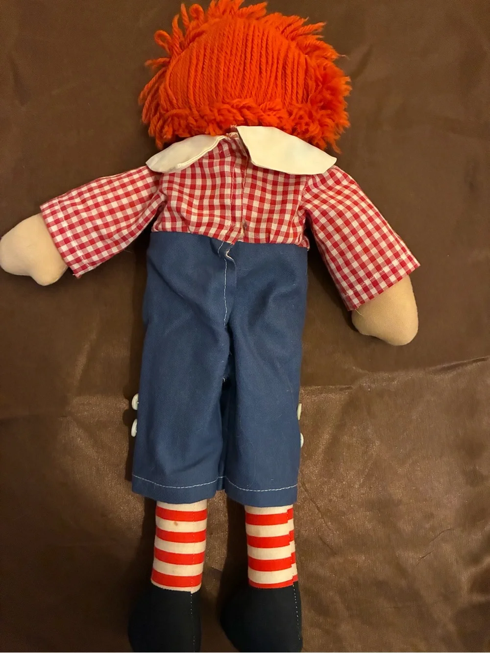 vintage raggedy Ann and Andy doll Pair 16 inch (Andy’s arm is held on with pins)